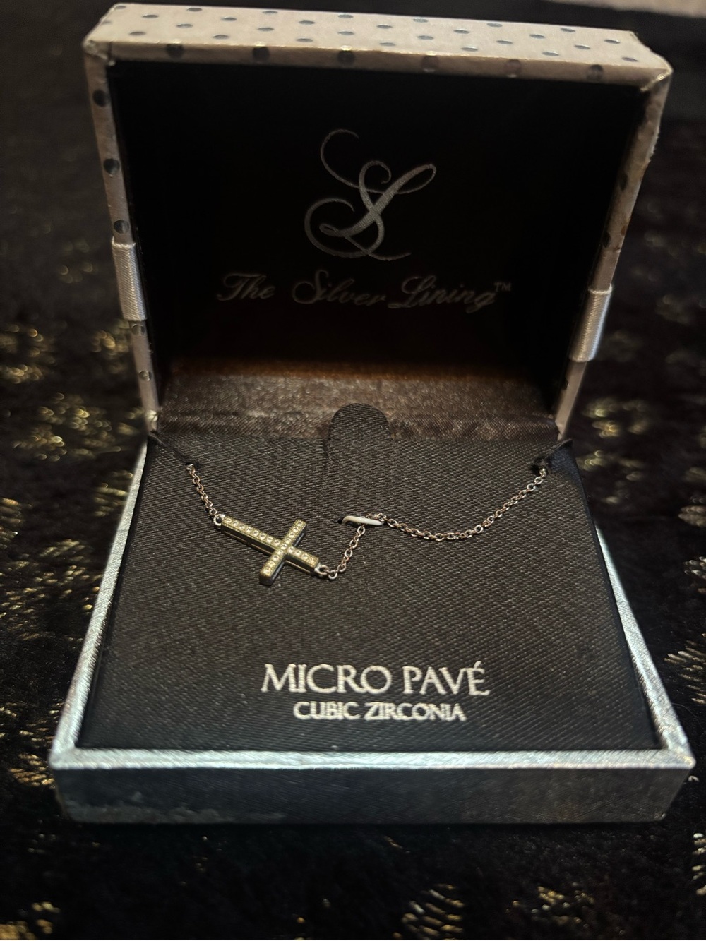 Micro Pavé Cubic Zirconia Cross Necklace - Silver